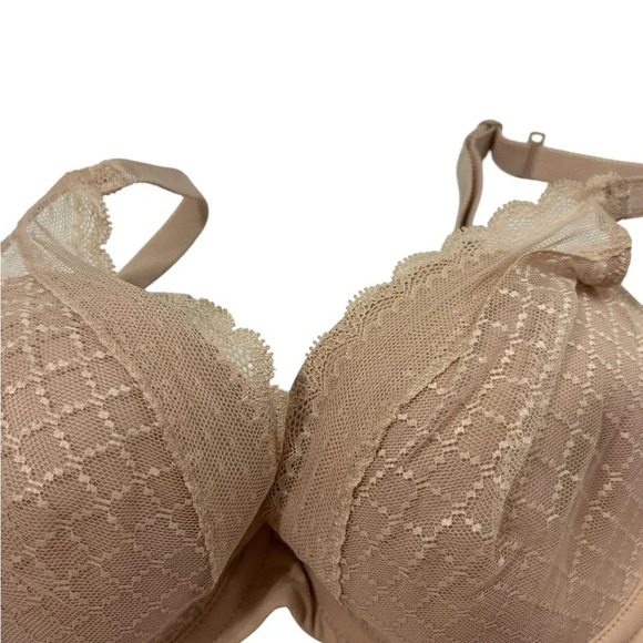 Chantelle Rose Light Pink Lace Front Underwire Plunge Bra Size 32DDD NWT - Picture 9 of 10